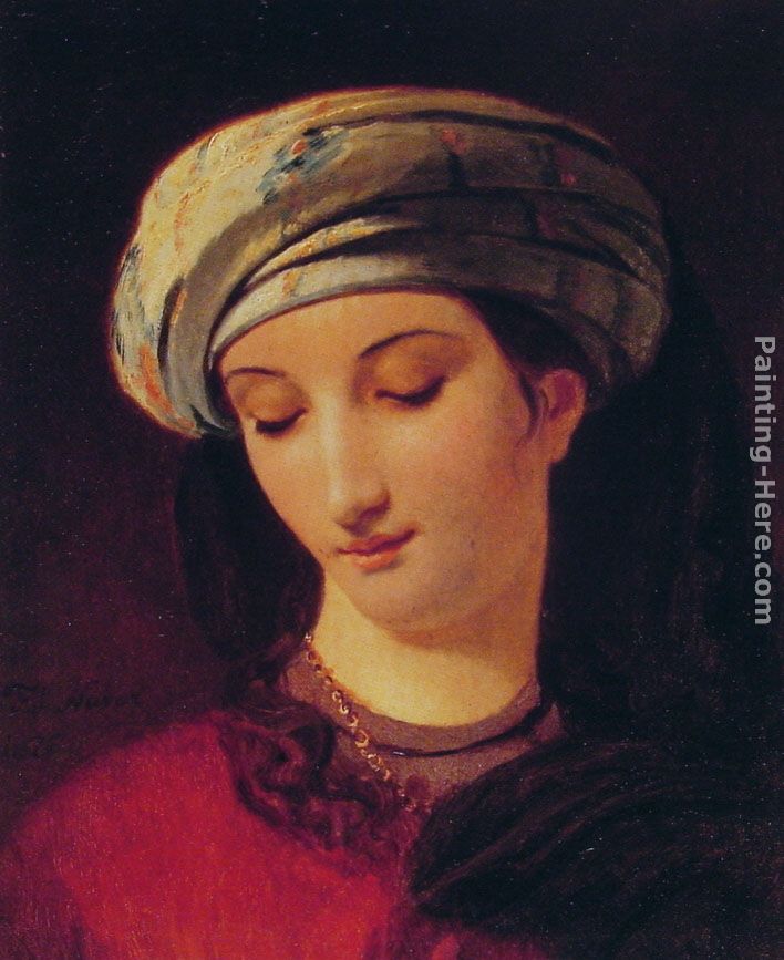 Portrait of a Woman with a Turban painting - Francois Joseph Navez Portrait of a Woman with a Turban art painting